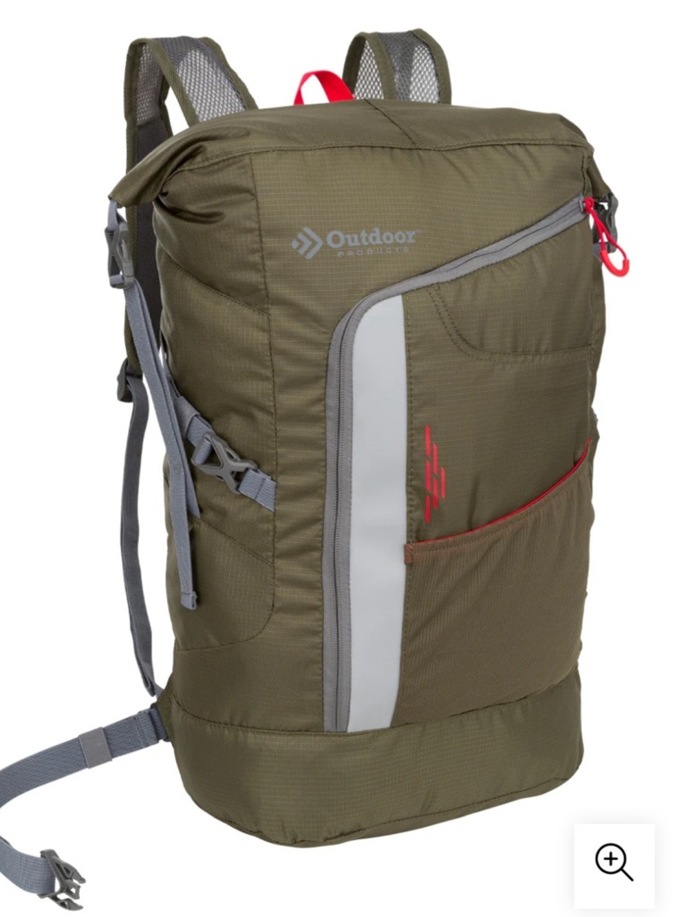 Outdoor Products green roll-top camping backpack